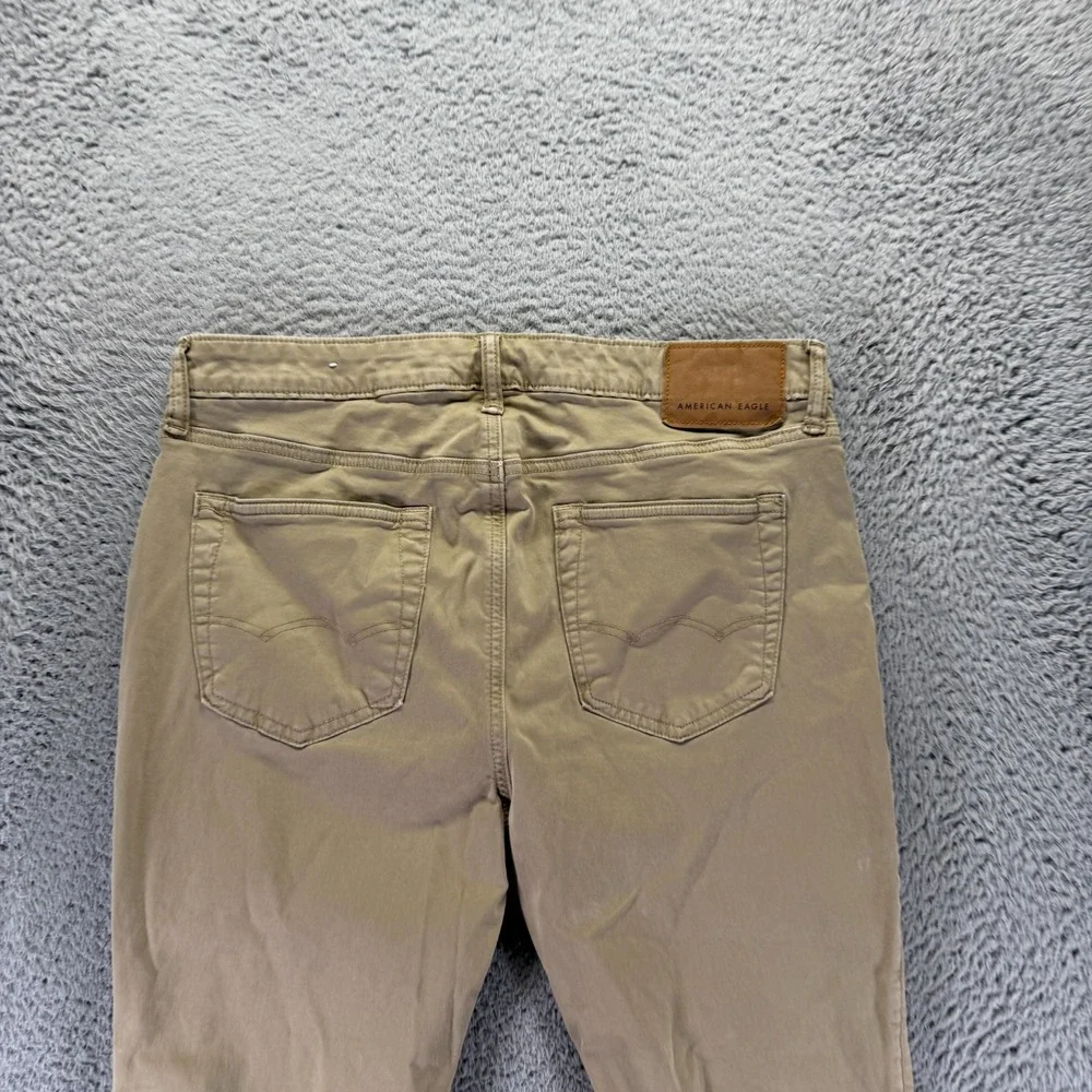 American Eagle Outfitters Flex Jeans Men 34x28 Beige Denim Straight Slim Stretch